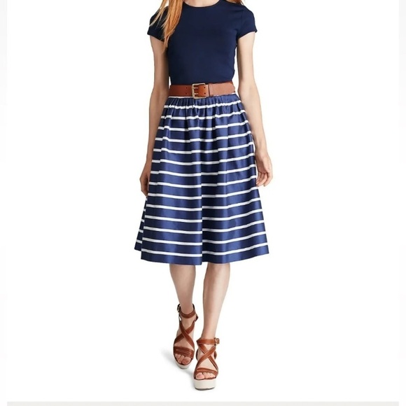 Polo Ralph Lauren Striped A-line Silk/Cotten Blend Navy/white Skirt - Picture 16 of 16